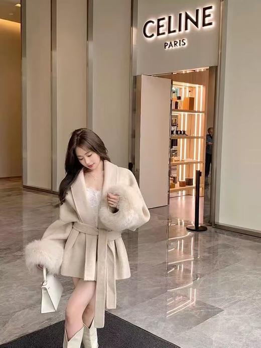 【高端系列】真狐狸毛-手工定制F39款90%羊毛➕10%羊驼绒韩版羊毛双面尼大衣-喜出 商品图8