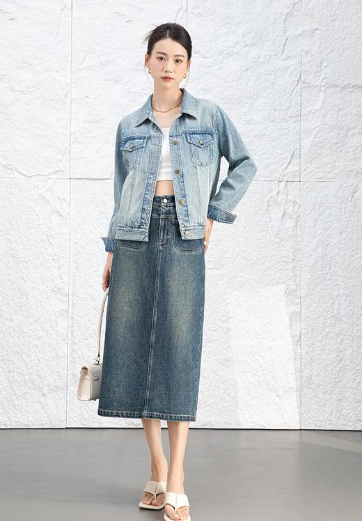 秋新款复古丹宁高克棉宽松显瘦牛仔外套 商品图5