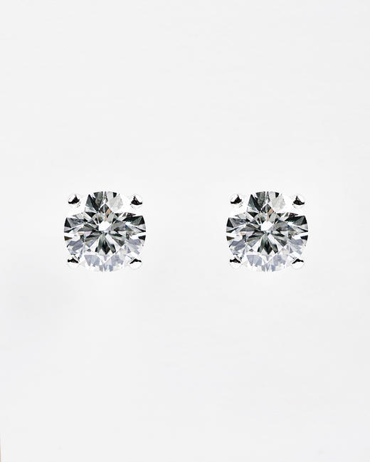 伽罗JALO E1款 VVS级 D色18K圆形培育钻石耳钉 商品图4