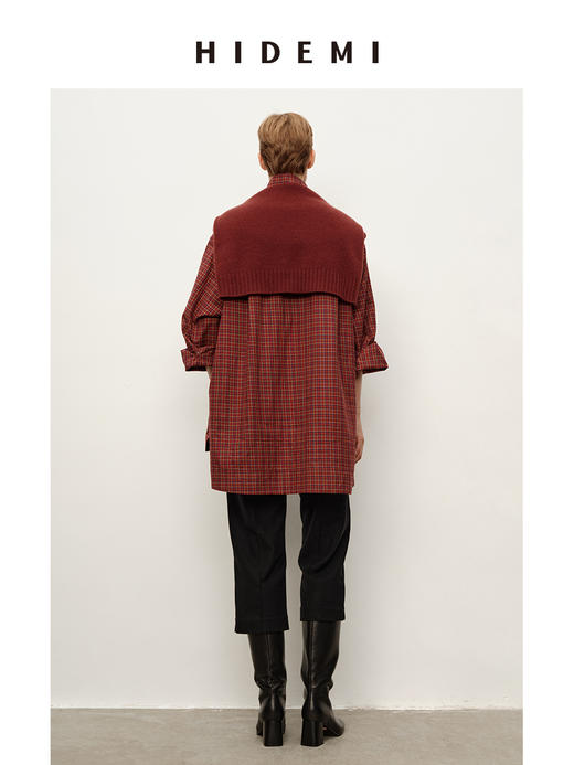 HIDEMI 进口自然棉色织格纹极简廓形经典款宽松知识分子衬衫 商品图6