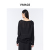 VIMAGE纬漫纪一字领黑色罩衫慵懒风T恤V2402101 商品缩略图4
