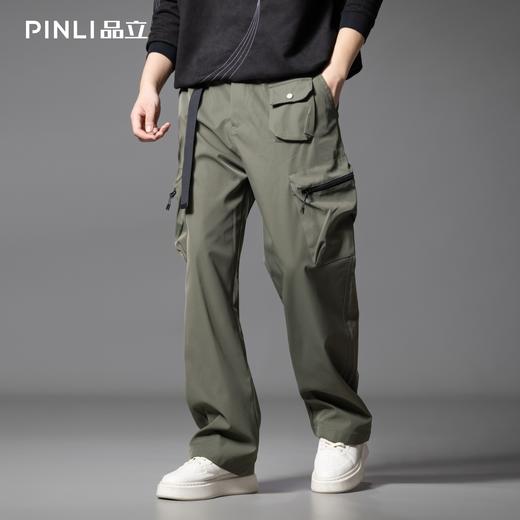 PINLI品立2025秋季新款男士系皮带宽松直筒工装裤多口袋休闲长裤GD253117026 商品图3