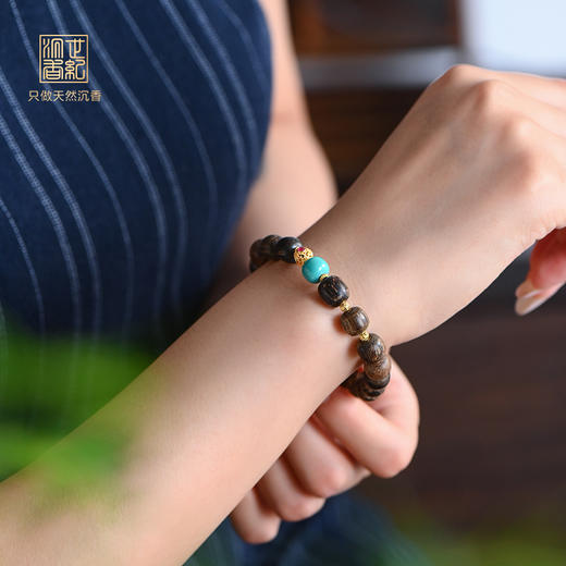 天然芽庄沉香桶珠 沉水级 8.5mm*17颗 6.6克 SP11936 商品图0