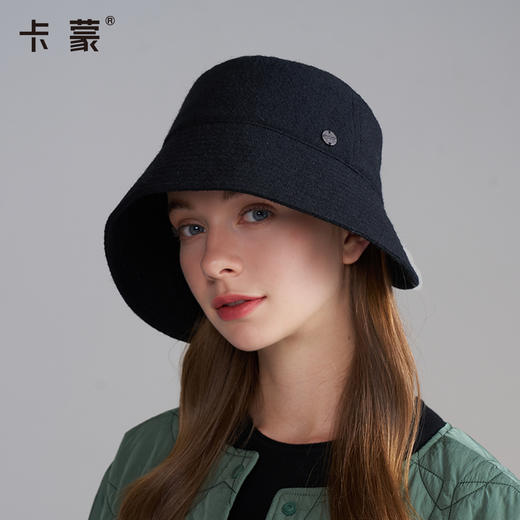 卡蒙绵羊毛后开口简约渔夫帽可扎马尾日常百搭盆帽KM-5279 商品图0