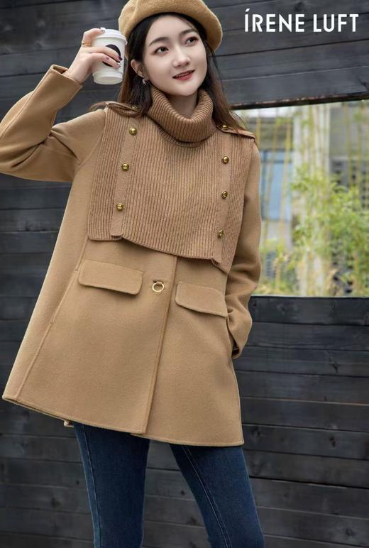 【高端系列】（包边是真羊皮）手工定制207款9.8%羊绒➕90.2%羊毛双面尼大衣送针织披肩-喜出 商品图1