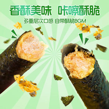 比比赞（BIBIZAN）肉松海苔卷分享桶400g 儿童休闲小零食品夹心寿司海苔碎拌饭 /休闲食品 /海味零食 /海苔 商品图1
