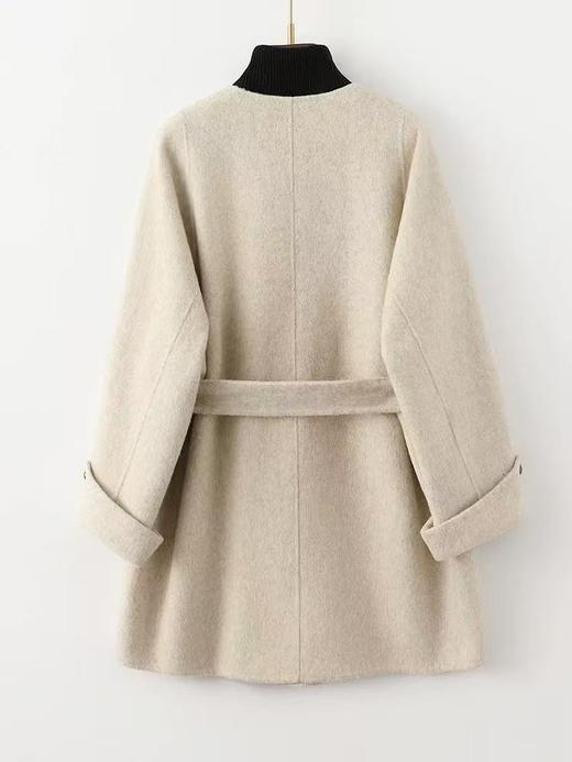 【高端系列】手工定制3086款100%羊毛皮袢一粒扣中款双面尼大衣-喜出 商品图8