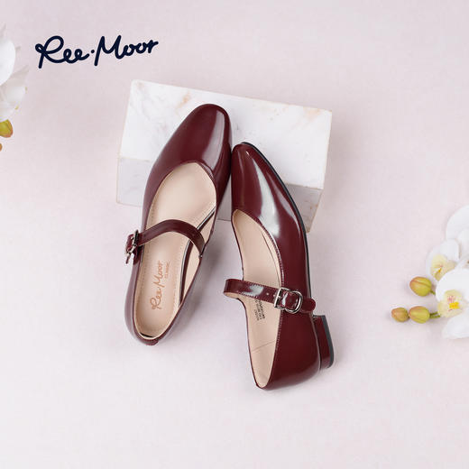 REEMOOR睿慕2025新款法式复古一字扣带玛丽珍鞋浅口单鞋女鞋R2V557 商品图6