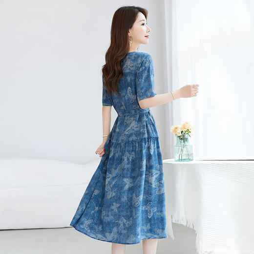 原创国风显瘦中长裙，极简通勤真丝连衣裙SM-82501731 商品图3