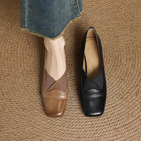 【预售5天】复古文艺范气质软底玛丽珍鞋女韩版时尚真皮浅口通勤方头粗跟单鞋HCYYHD&6301