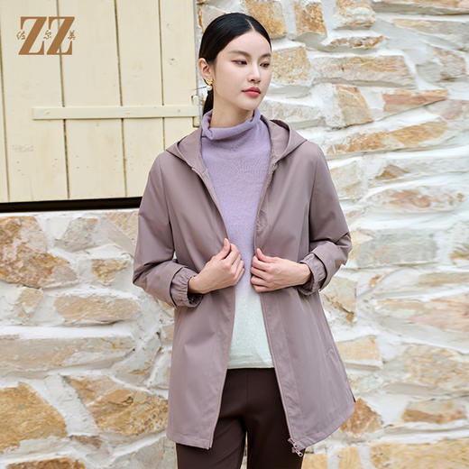 佐尔美时尚气质简约百搭连帽中长款风衣女M43FZ05 商品图3