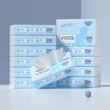 可心柔（COROU）婴儿抽纸 保湿纸云柔巾3层100抽*12包 加大M码乳霜纸100%原生木浆 商品图7