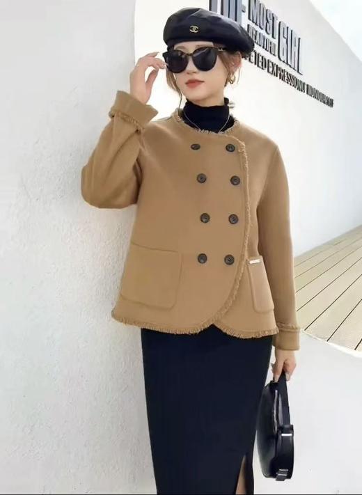 【高端系列】手工定制6220款100支10%羊绒➕90%澳洲羊毛短款流苏双面尼外套-喜出 商品图7
