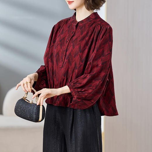 AHM yqwl5518气质简约时尚减龄显瘦优雅国风衬衫 商品图1