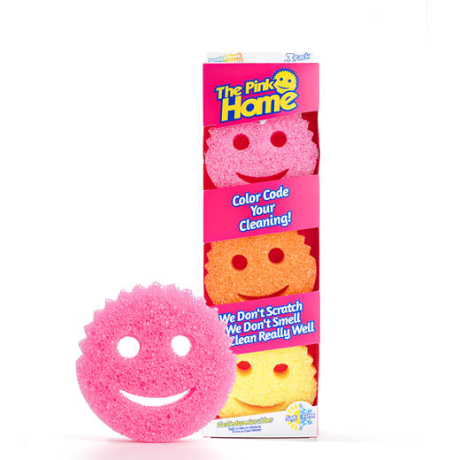 【中欧班列2盒】法国The Pink Home 笑脸洗碗擦 原装进口魔力清洁擦厨房去油污海绵洗碗擦去渍 3个/盒 商品图3