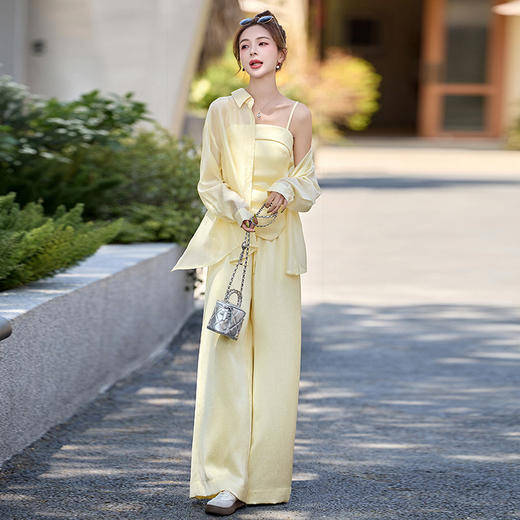 夏日绝美休闲防晒衬衫，洋气减龄显瘦阔腿裤三件套HR-YIZX86509 商品图2