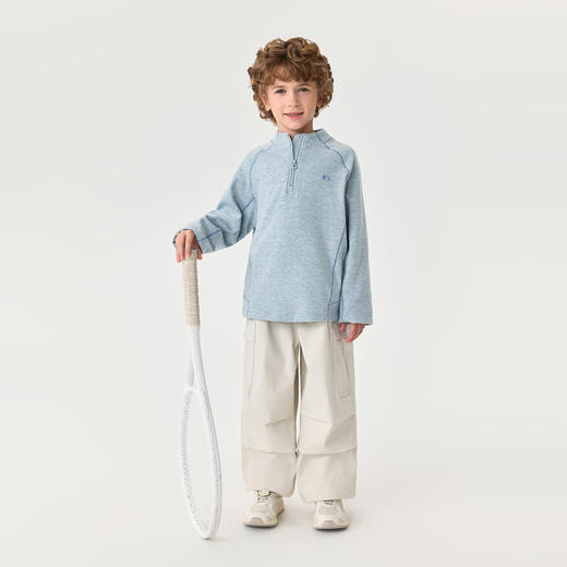 【糯糯绒】马克珍妮男童半拉链百搭户外T恤2025年秋装新款551153 商品图2