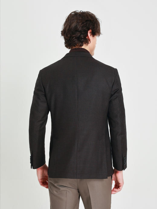 callisto雪茄棕复古千鸟格平驳领便西 商品图4