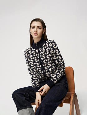 【半高领花色开衫】羊绒世家25年秋冬新品女士100%山羊绒针织开衫外套