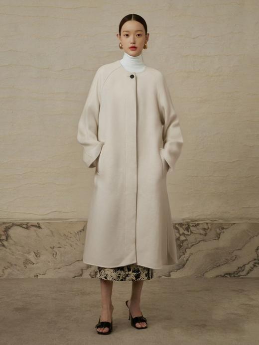 【高端系列】手工定制117款100%澳洲超细羊毛围巾可系腰带长款双面尼大衣-喜出 商品图3