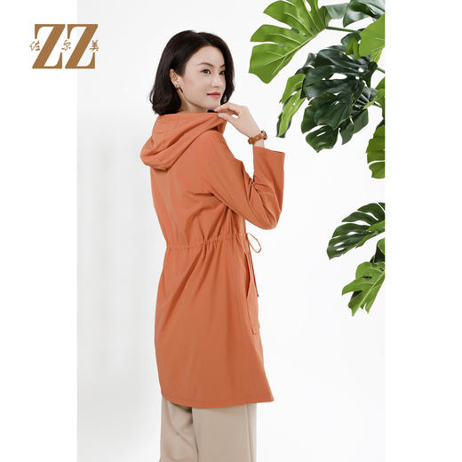 佐尔美复古双面穿抽绳连帽显瘦中长款风衣外套女M43FZ12 商品图4