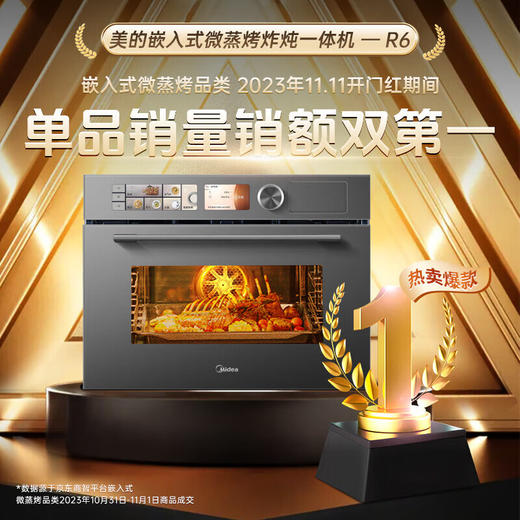 美的（Midea）【国家补贴】微霸R6蒸烤箱一体机嵌入式微蒸烤炸炖5合1 55L大容量双彩屏家用蒸烤箱搪瓷内胆GR6 【行业领航】脱脂微蒸烤炸 商品图1