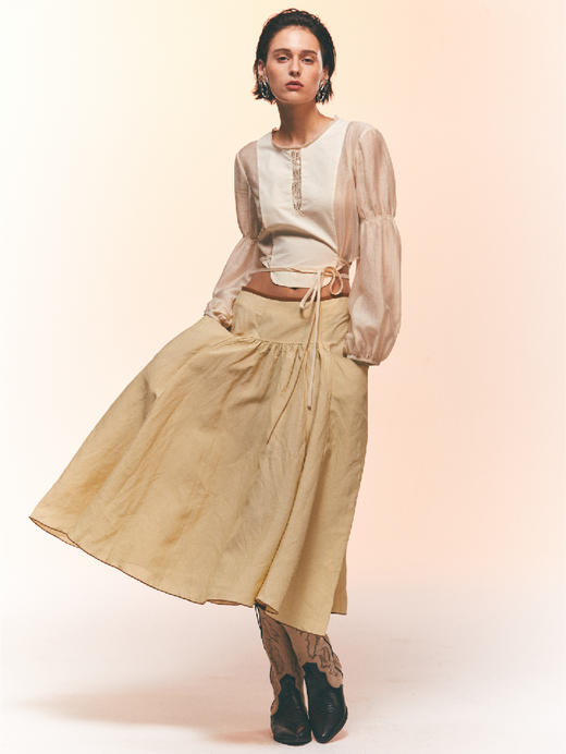 麻质阔摆大口袋半身裙 商品图3