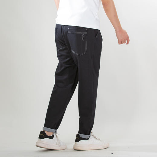 DRONKOO 2025 半松紧腰前打枣斜纹仿牛仔明线中厚休闲长裤 商品图3