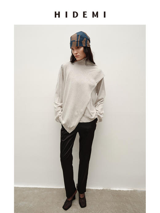 HIDEMI 美丽奴羊毛不对称多穿式毛织上衣 商品图3