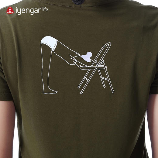 艾扬格 life C1207前屈伸展式女T恤 短袖  原创体式线条插画  超亲肤精梳棉 商品图3