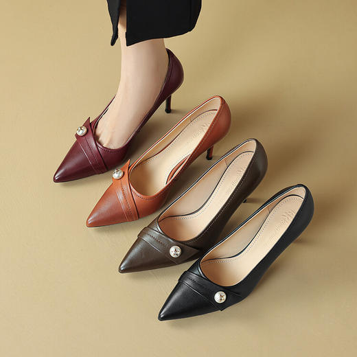 【预售5天】法式轻奢珍珠细跟高跟鞋百搭尖头通勤职业女鞋春秋时尚单鞋HY&M926-1 商品图2