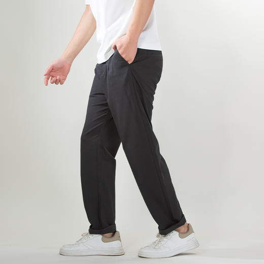 DRONKOO 2025 正常松紧腰后袋压线棉锦基础款中厚休闲长裤 商品图2