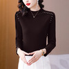 双面德绒打底衫女秋冬新款钉珠加厚磨毛T恤女长袖半高领内搭上衣 商品缩略图3