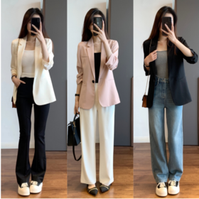 ♥️清！！原价179醋酸外套❗️清79❗️断色断码严重！西装控最爱🌷高阶通勤❗️时髦褶艺七分袖西装！  ✅立体剪裁，收腰的设计，显瘦不会紧绷，匠心品质！春夏西装刚好适合过渡期！