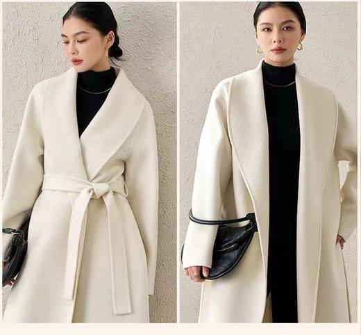 【高端系列】手工定制2360款54.9%绵羊毛➕莱赛尔➕桑蚕丝➕兔毛大女主款浴袍双面尼大衣外套-喜出 商品图4