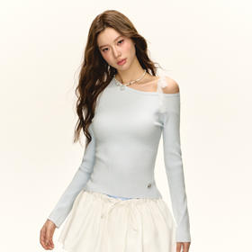 Ariseism 美式复古白色蕾丝绑带长袖针织衫女秋季新款修身上衣