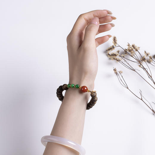 xy0536沉香+志红碧玉平安多财手串 商品图9