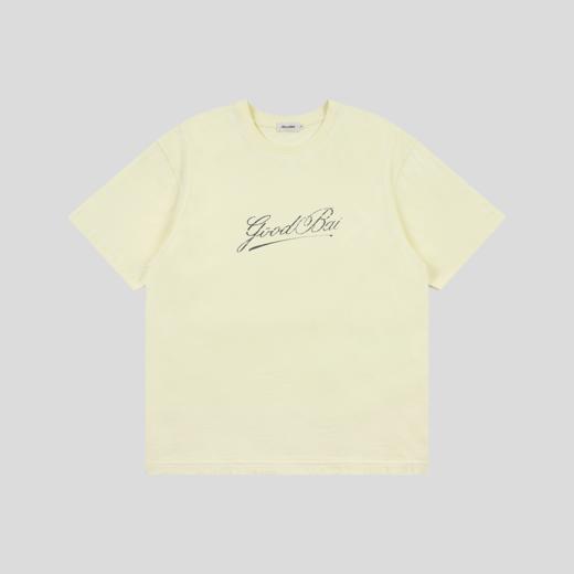 GOODBAI 斜体logo做旧印花圆领oversize短袖T恤 商品图2