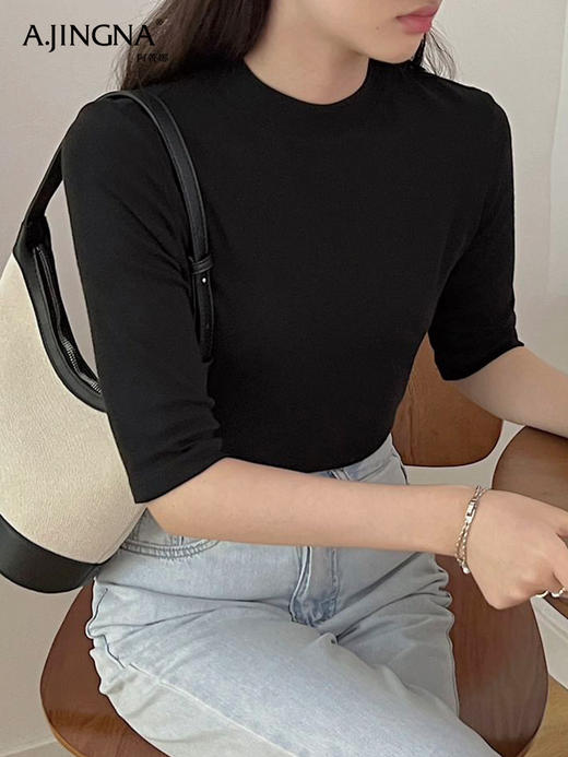 【超值秒杀】阿菁娜秋冬百搭打底衫修身显瘦纯棉内搭上衣F30Q302030 商品图2
