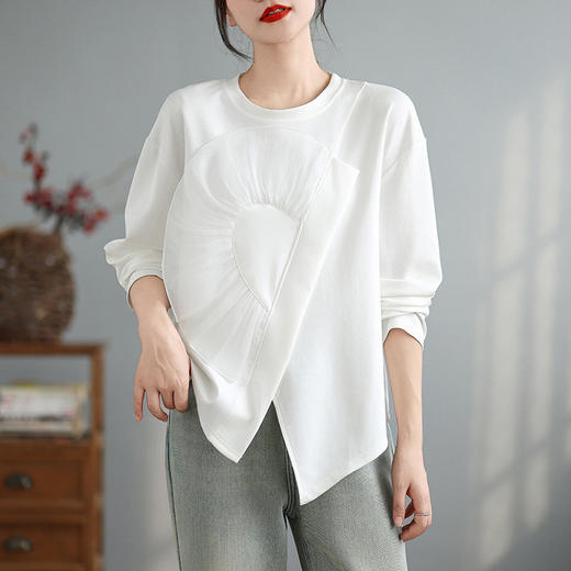 AHM wyss6969大码宽松显瘦花朵长袖T恤时尚洋气上衣 商品图2