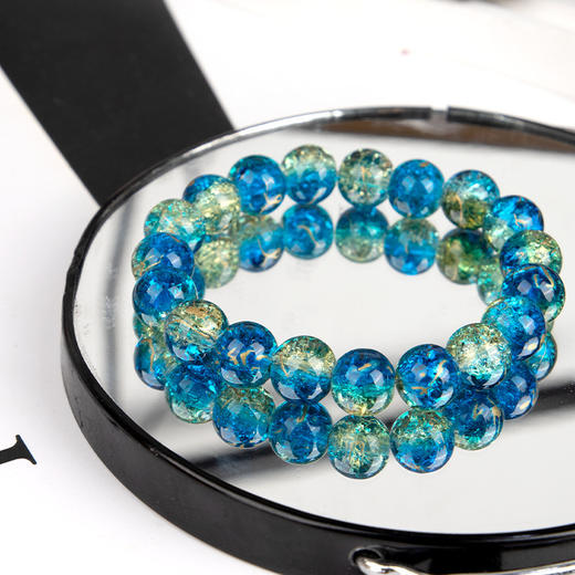 【秒杀❗️9.9抢🔥超美爆花手串】粉丝专享福利款爆款玉碎圆珠玻璃手链男女简约双色冰碎爆花闪透配饰七夕情人节礼物引流产品 商品图7