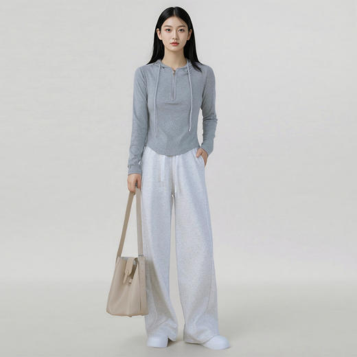 优选丨lu风舒弹简约弧形显瘦卫裤休闲裤 商品图1