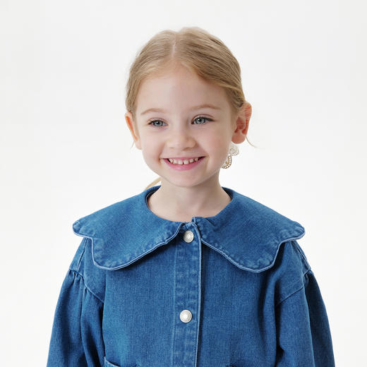 马克珍妮女童甜美花边领牛仔外套儿童纯棉上衣2025春装新款250197 商品图3