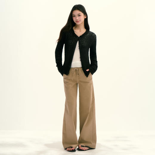 Ariseism 美式复古卡其色裤子阔腿裤女秋季新款休闲长裤子 商品图4