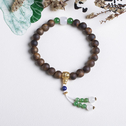 xy0534沉香+和田玉国风手持手串 商品图0