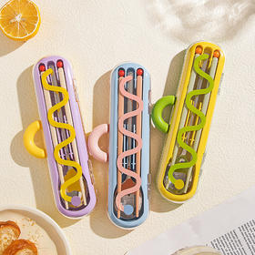 摩登主妇餐具套装一人用便携餐具收纳盒筷子便携盒学生个人专用盒