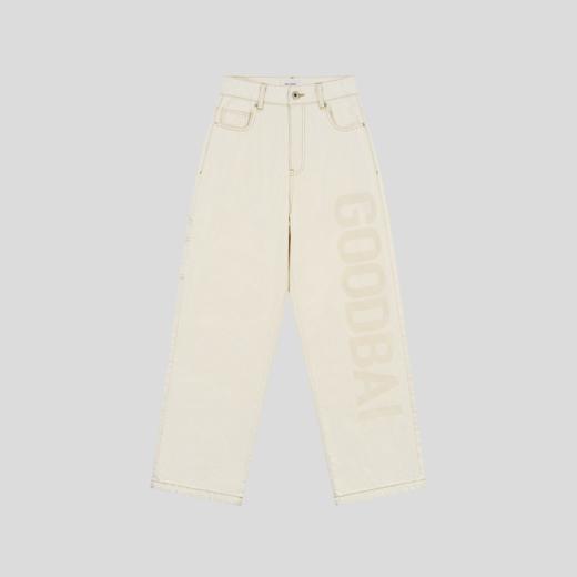 GOODBAI logo同色大印花经典直筒牛仔裤 商品图3