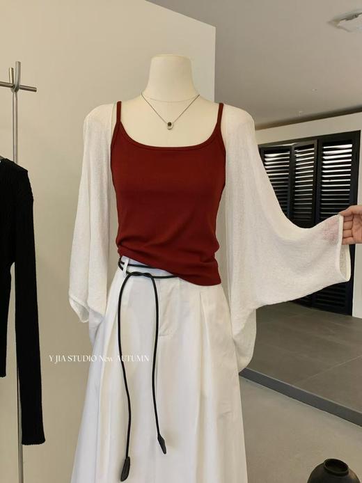 【GZ】无忧购蝙蝠袖天丝防晒开衫+纯色吊带背心+宽松慵懒松弛感休闲裤套装(配腰绳) 8206（截单后3-5天发货) 商品图10