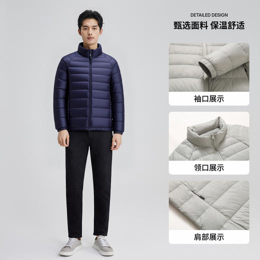 【鸭绒】圣得西男士轻薄羽绒服2025年秋冬款立领轻便薄款保暖外套 商品图4