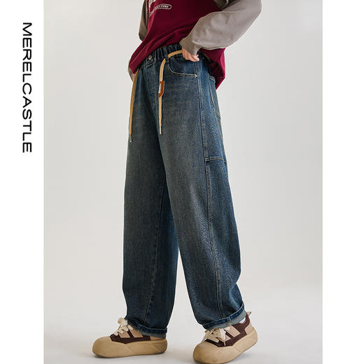 女童牛仔裤春秋款2024新款儿童初中生秋季长裤女大童秋装直筒裤子 商品图0